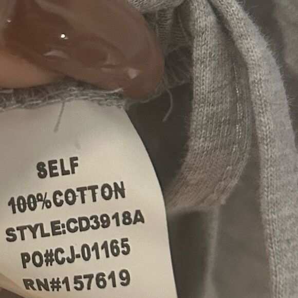 Cloud Ten GRAY PADDED SHOULDER DRAWSTRING RUCHED T-SHIRT DRESS sz S - Picture 13 of 13